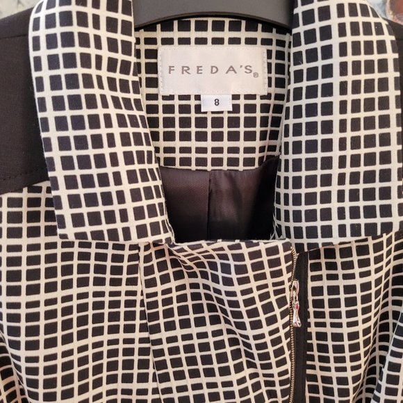 Freda's Black and White Check Print Jacket US 8 - Picture 7 of 10
